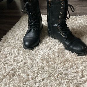 Black lace up combat boots